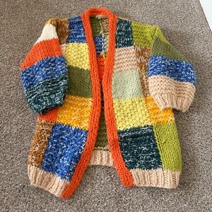 Anthropologie Pilcro Color Block Patchwork Cardigan Sweater Multi Color